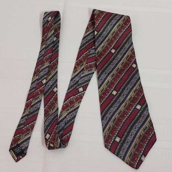Vintage Other - Vintage Structure Silk Neck Tie Multicolor Striped Multipattern USA Made